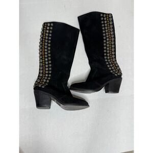 Sam Edelman Black Suede Studded Knee-High Boots – Women’s 7M